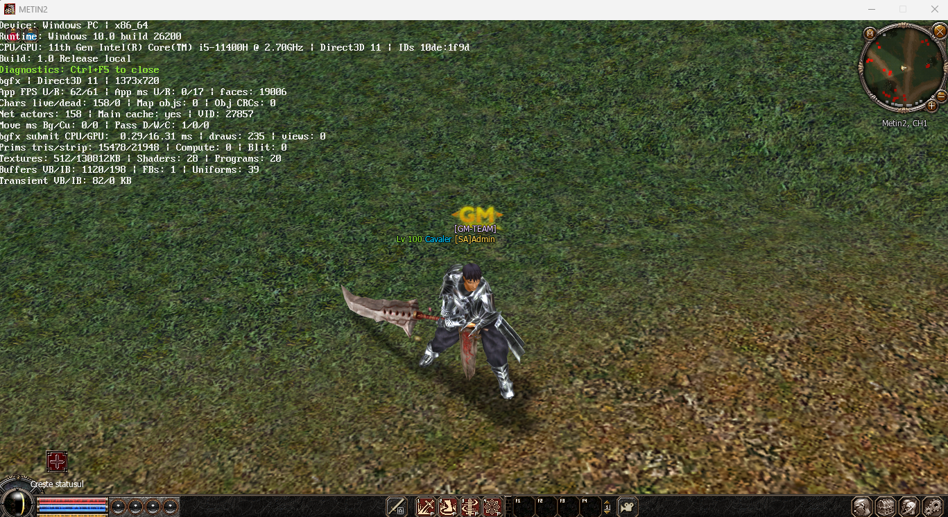 Metin2 running on Windows through the cross-platform renderer
