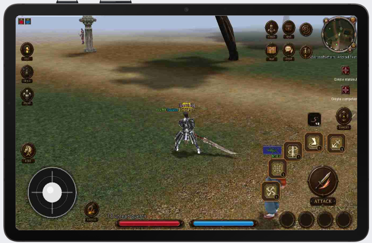 Metin2 touch interface running on a tablet